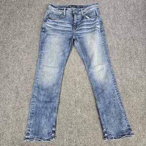 BKE Jake Straight Jeans Mens 33x32 Blue Light Wash Stretch Whiskered Denim